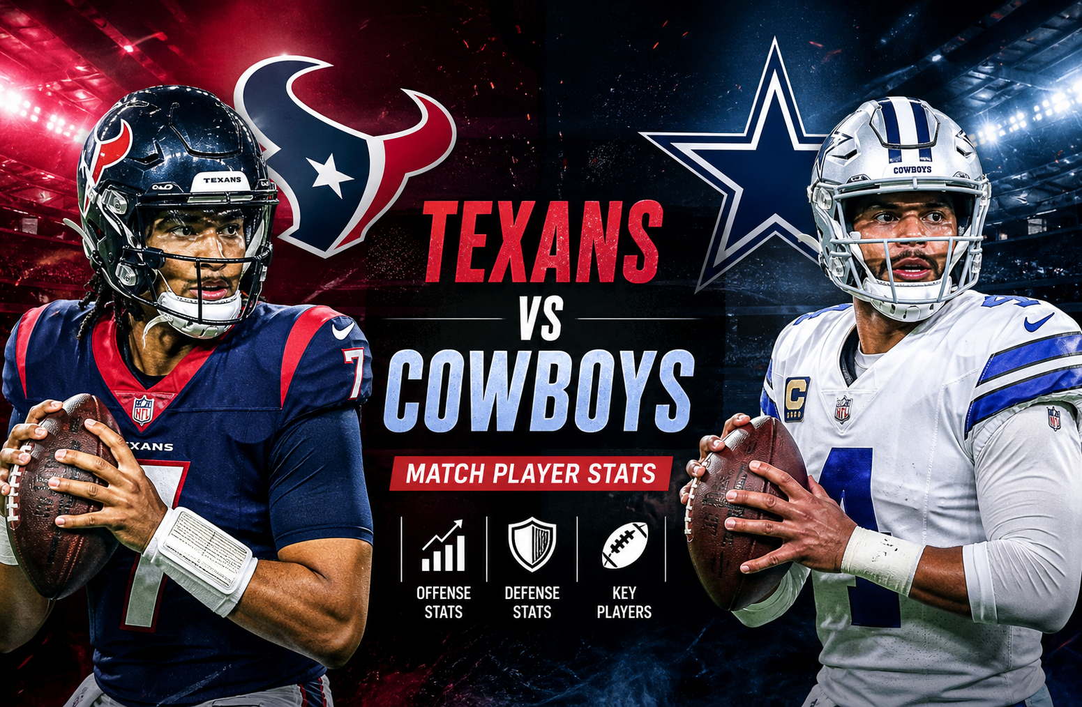 Houston Texans vs Dallas Cowboys Match Player Stats